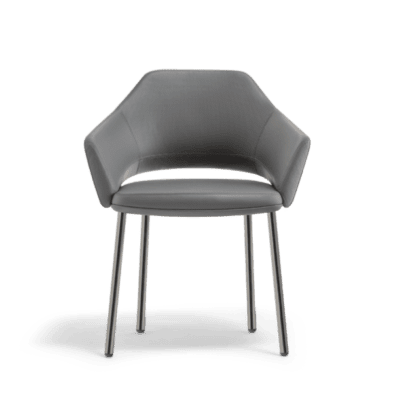 Poltrona Vic Metal, sedile-schienale e sottoscocca rivestiti